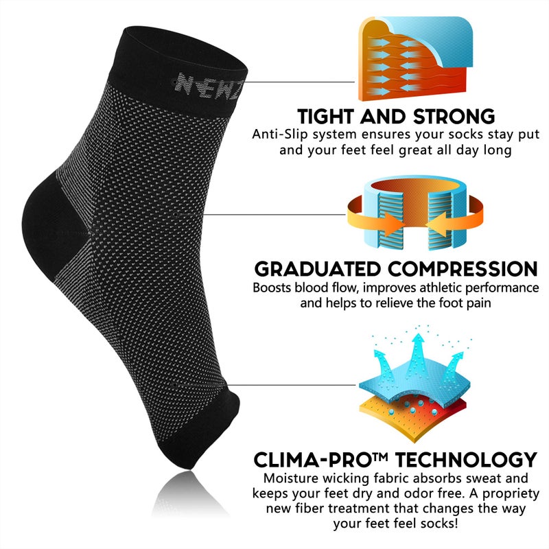 NEWZILL Plantar Fasciitis Socks with Arch Support, BEST 24/7 Foot Care Compression Sleeve, Eases Swelling & Heel Spurs, Ankle Brace Support, Increases Circulation, Relieve Pain Fast (L/XL, Black) - Image 4